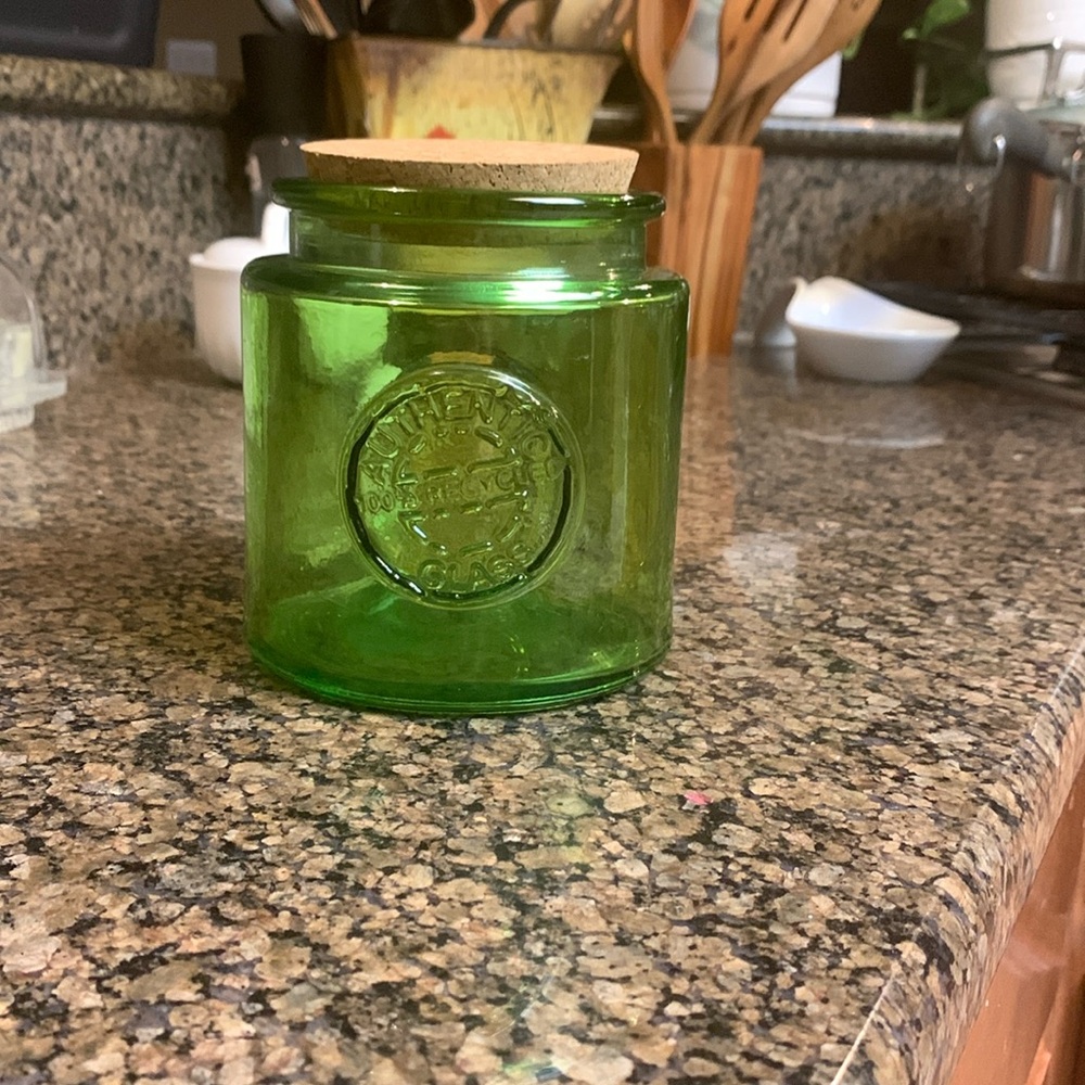 Vidrios San Miguel Authentic 100% Recycled Green Glass Jar w/ Cork Lid 6.5"